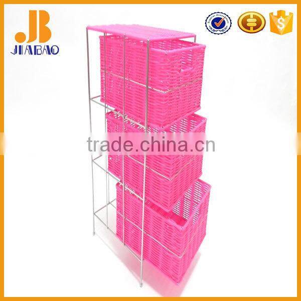 Plastic rattan pink storage cabinet