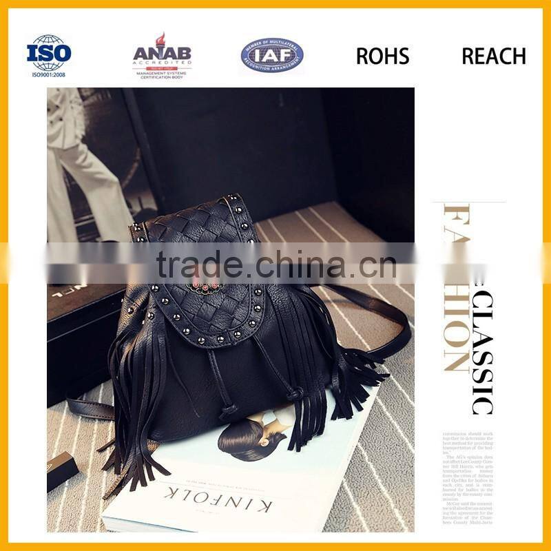 Korean Style Popular PU Leather Strong Backpack Schoolbag Leisure Bag for Girls