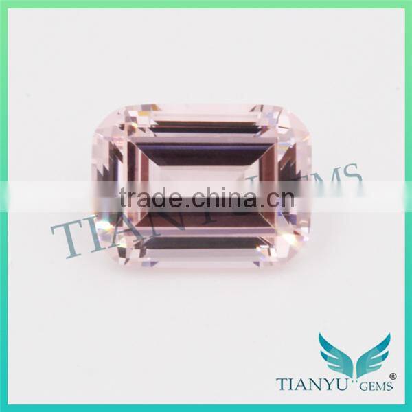 Gemstone Processing 6*8mm Emerald Cut Russian Synthetic #1447 Super Light Pink Morganite Nano sital Nanosital