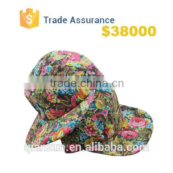 2015 Hot Sale Hip Hop 5 Panel Cap Camp Cap Women and Men Floral Blank Snapback Hat