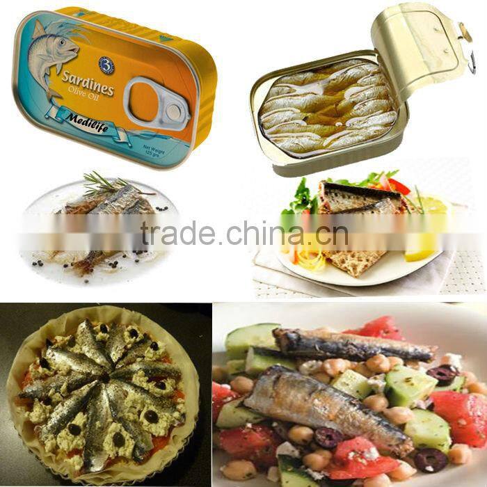 Mediterranean Canned Sardines in Vegetable Oil with Spicy Sauce , High Quality Sardines,Sardines in cans with Spicy Sauce 125g