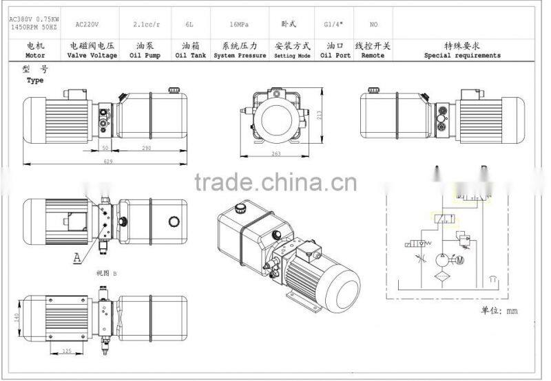 hydraulic power pack unit for construction truck