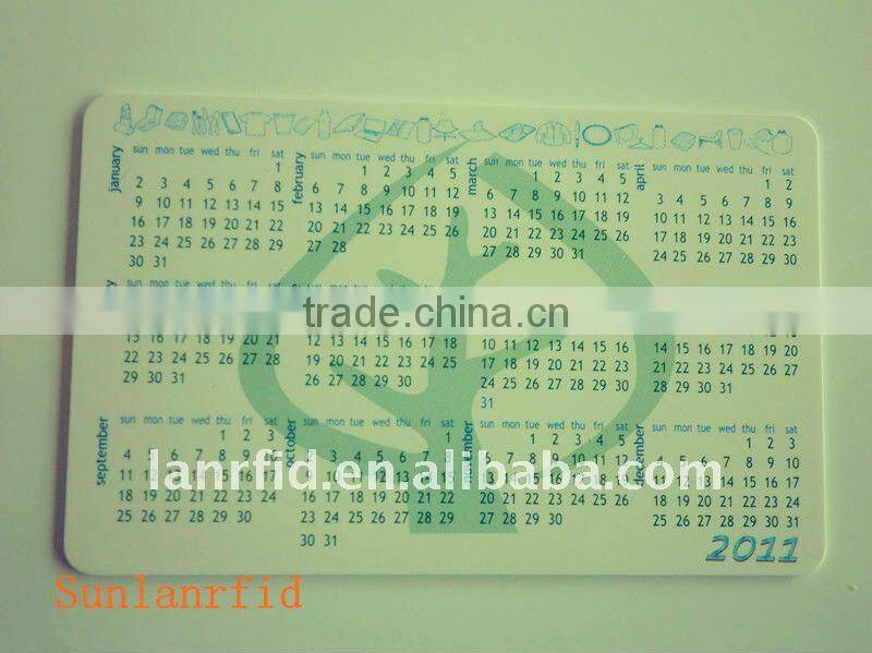 CMYK offset print PLA smart card,used as calendar