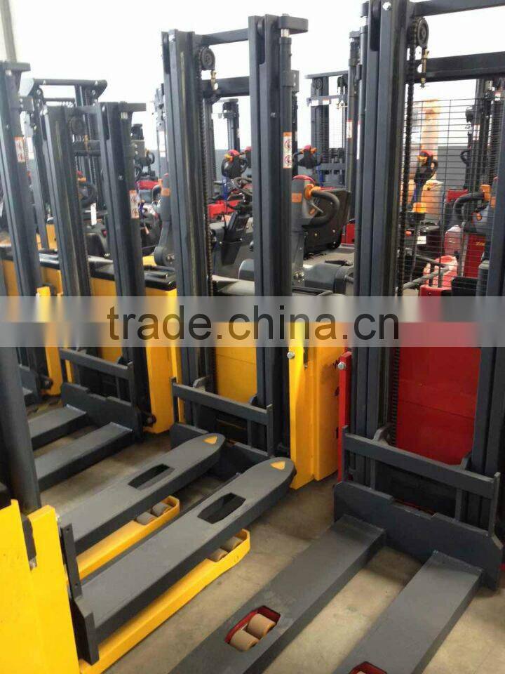 2015 Newest 1.5Ton Semi Electric Stacker With Adjustable Fork