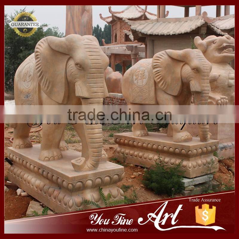 Outdoor garden decoration life size natural marble elephant sculpture