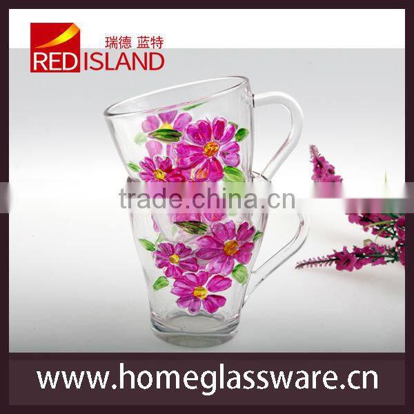 230ml unique flower pattern glass coffee mug glass tea mug