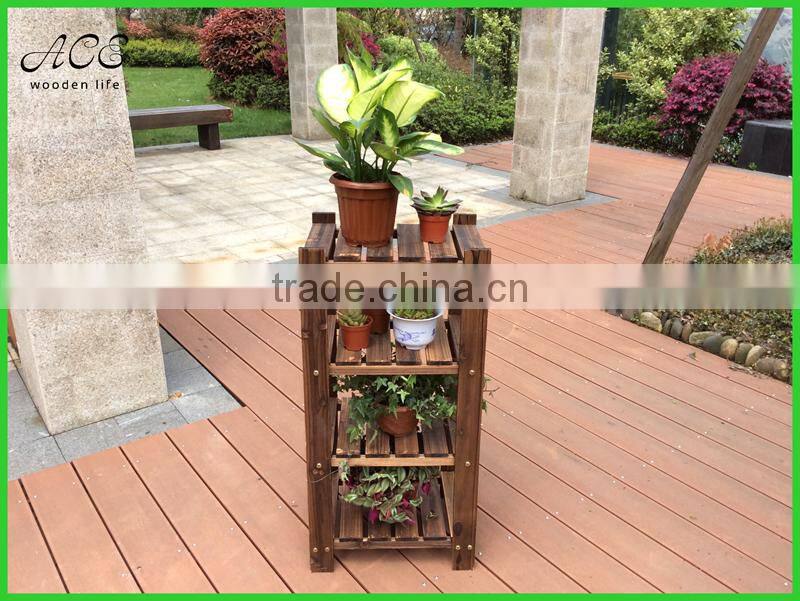Assemble wooden garden flower shelf