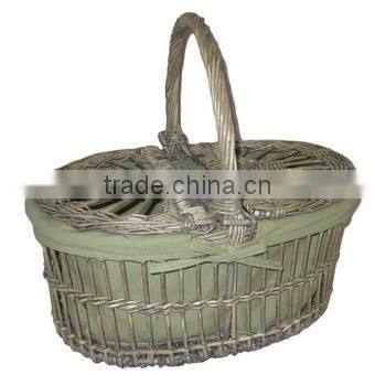wholesale empty willow 4 person picnic basket with fabric