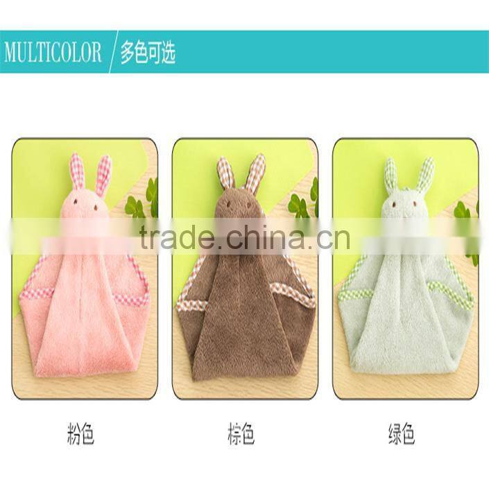 N105 Little girls cute rabbit jacquard small square towel for wholesale Yiwu factory