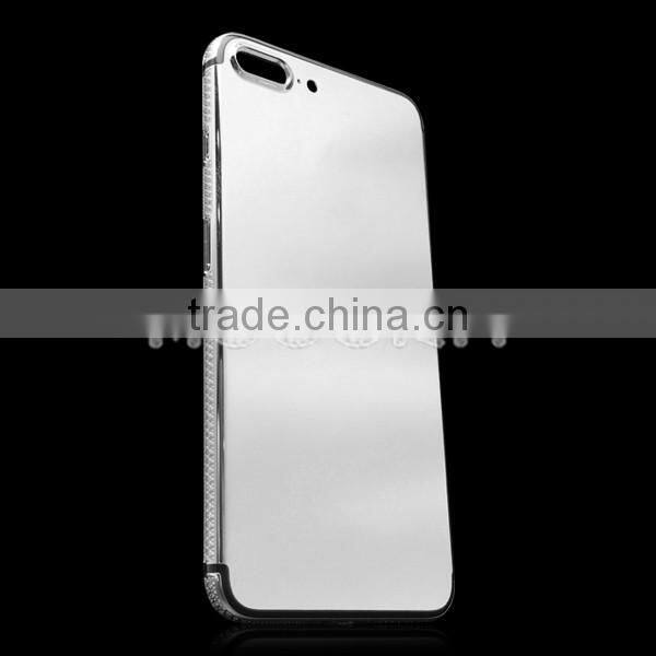Luxury 24k gold plated zircon back housing for iPhone 7 plus gold diamond back cover