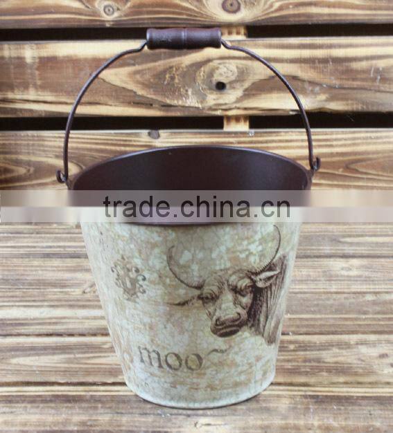 new garden decoration paper decal antique food buckets wholesale
