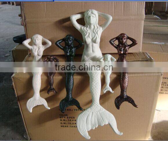Home decoration Cast iron Lying mermaid statue