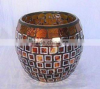 Amber Mosaic Decorative Handmade Glass Gourd Vase