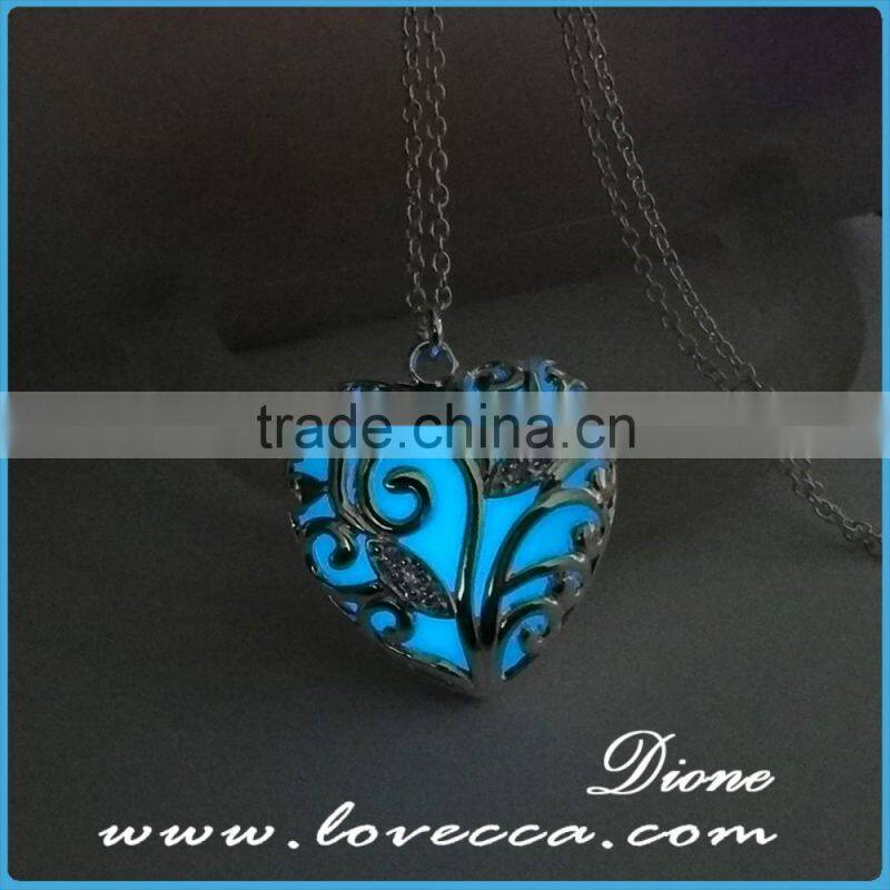 Personalized Heart Locket glow in the Dark Necklace