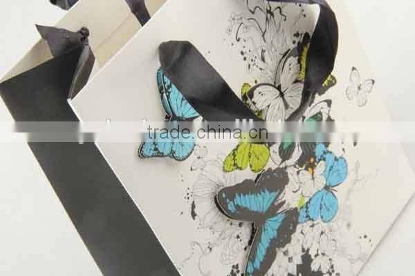 Printed Foldable Gift Bag With 3D Butterfly Patterns/Shopping Paper Bag
