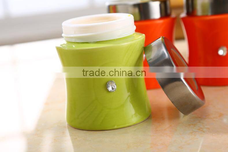 ceramic Canister with stainless steel stand