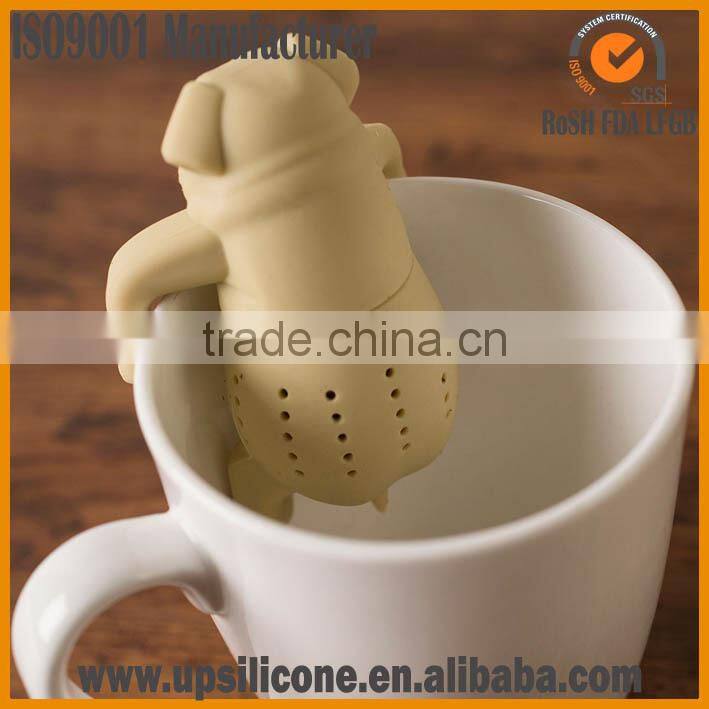 food grade BPA free cute dog/pet/ animal silicone tea infuser , pug shape tea infuser