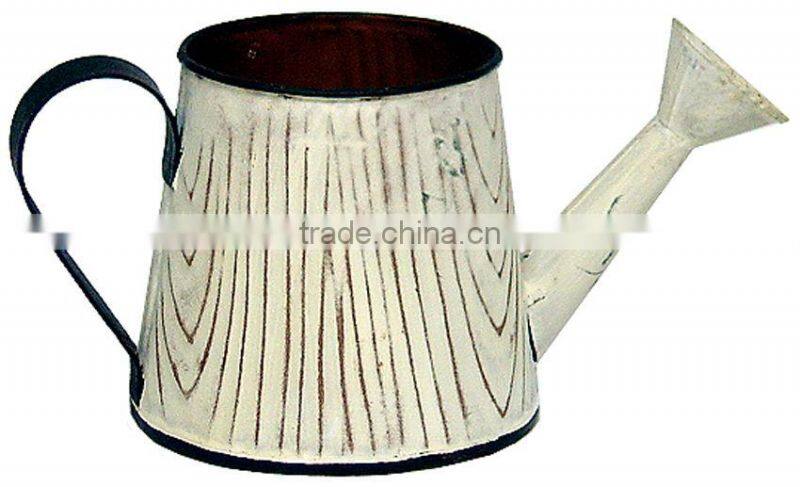 Metal wood grain Watering Can Flower Pot Planter Home Garden Decor