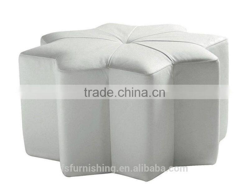 JR-01 Modern contemporary white color genuine leather crystal tufted leisure neoclassic stools ottoman chair