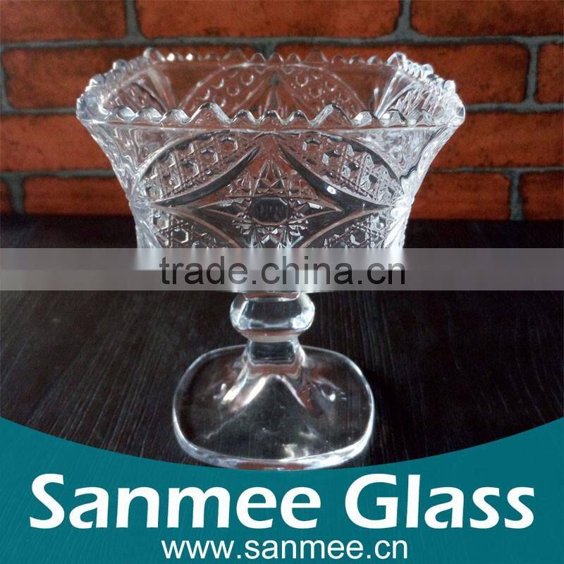 Elegant Embossed Ice Cream Bowl Hot Sale Gift Glass