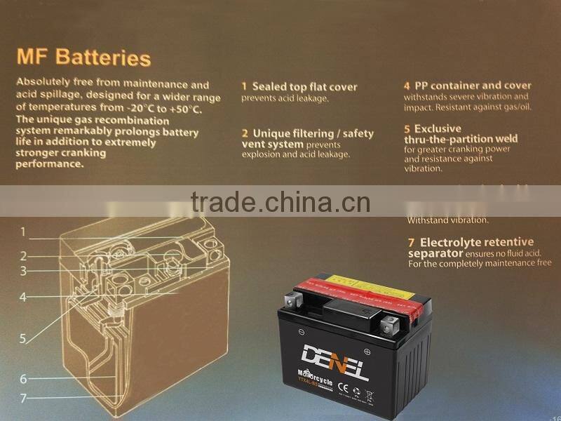 battery for start 12v 4ah dry motorcycle battery