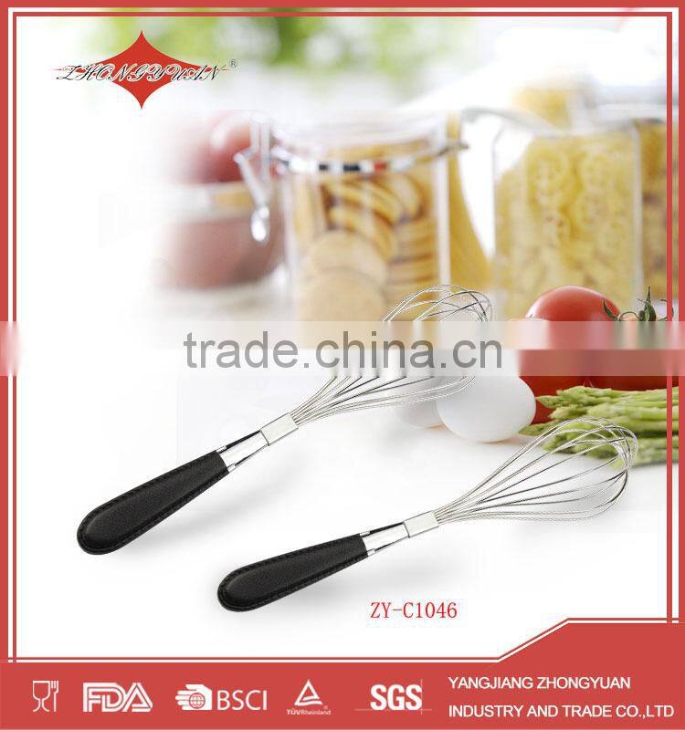 10" rotating stainless steel manual wire egg beater kitchen whisk