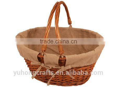 small split willow shopping basket with handles