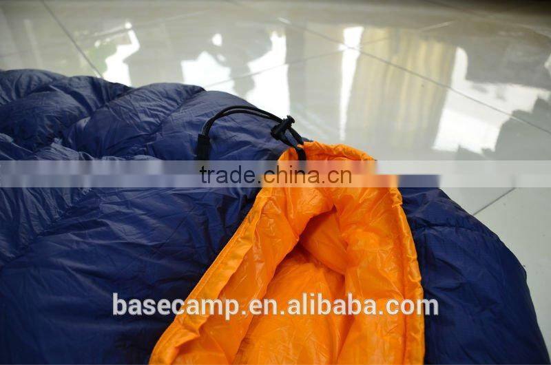 Mummy style down sleeping bag for hunting in cold weather