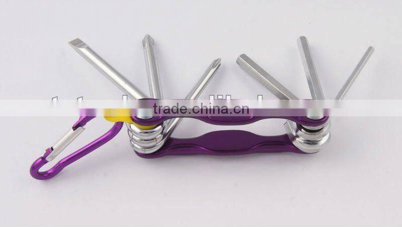 2014 new Stock pocket mini multi aluminium oxide promotion bike keychain tools 603-6