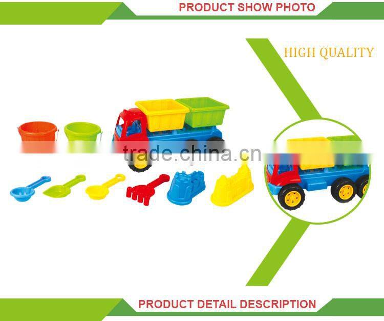 Children summer sand play set plastic wheels for beach cart