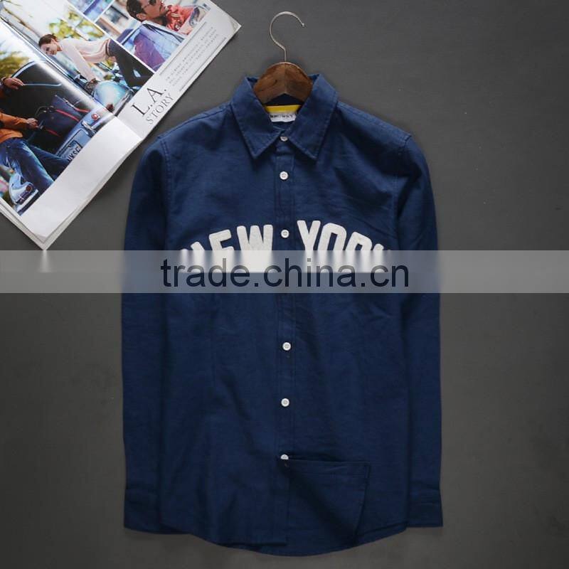 100% cotton applique men's shirt ,long sleeve shirt,Emboridery patch cut shirt