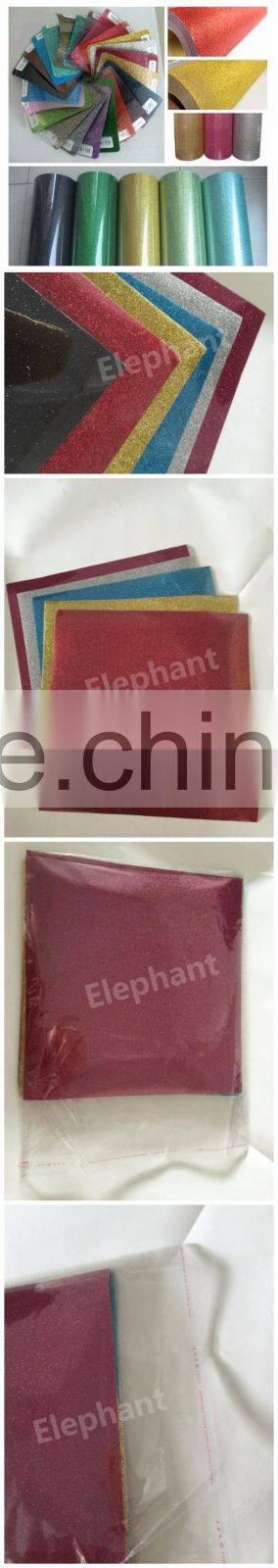 Easy weeding glitter iron-on heat transfer vinyl sheets for fabric