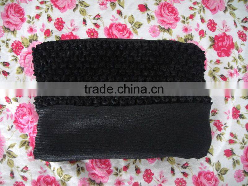 Hot sale 9 inches black crochet top tutu lined,top baby headband