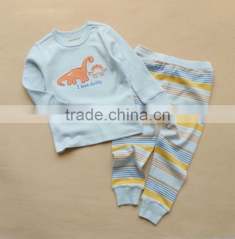 2011 autumn baby clothes set 100% cotton embroider pajamas