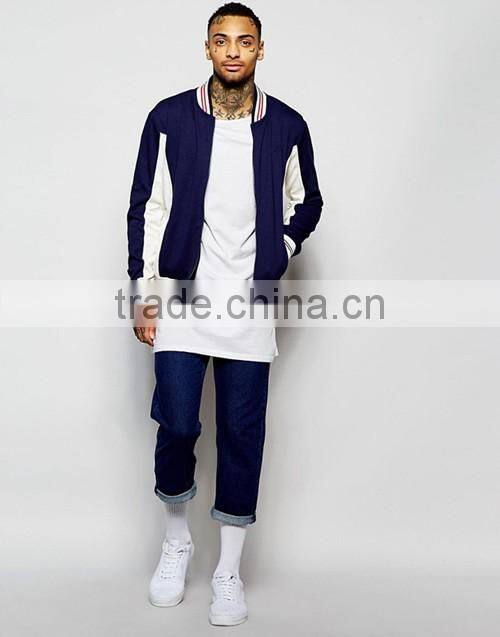 Custom men navy track jacket with baseball collar