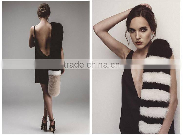 European Big Movie Star Natural fox fur muffler scarf Multi-color trendy amazing real fox fur scaves wholesale