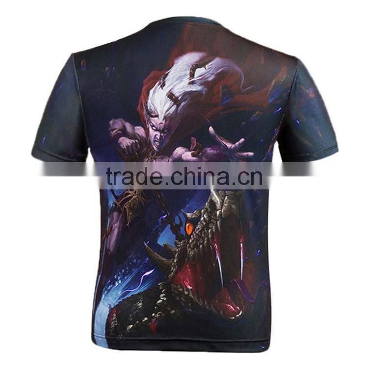 Sublimation print custom design 92% polyester 8% spandex mens t shirt