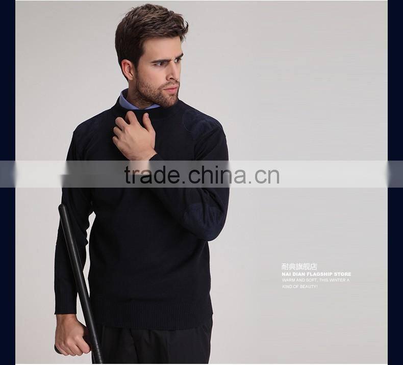 Juqian WOOL /POLYESTER mixed round neck black mens security uniform pullover security sweater