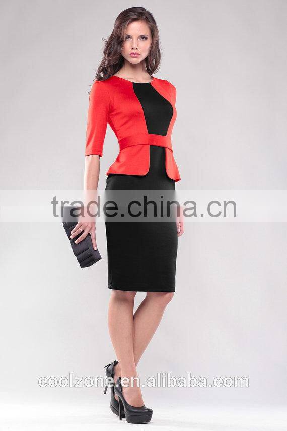 Contrast business woman dress formal ladies office wear dresses dress
