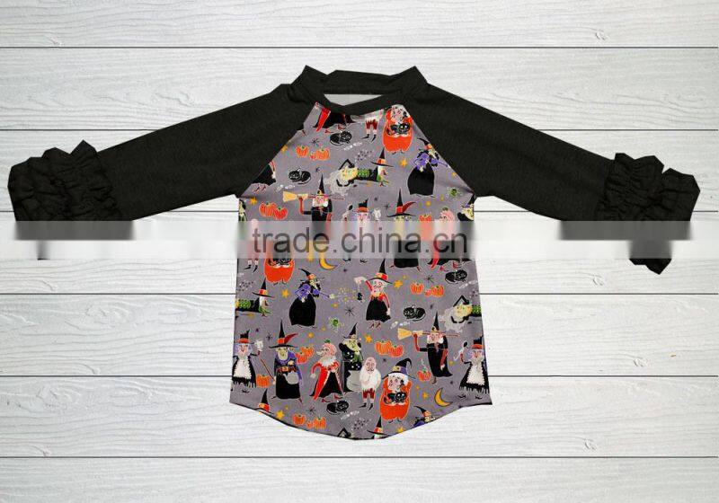 boutique kids Halloween long sleeves shirt new style girl fall raglan remake