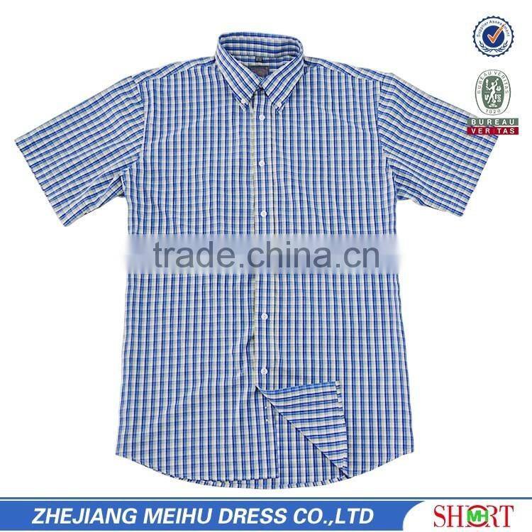 Stylish men t-shirts cheap fancy plaid fabric korean men t-shirt