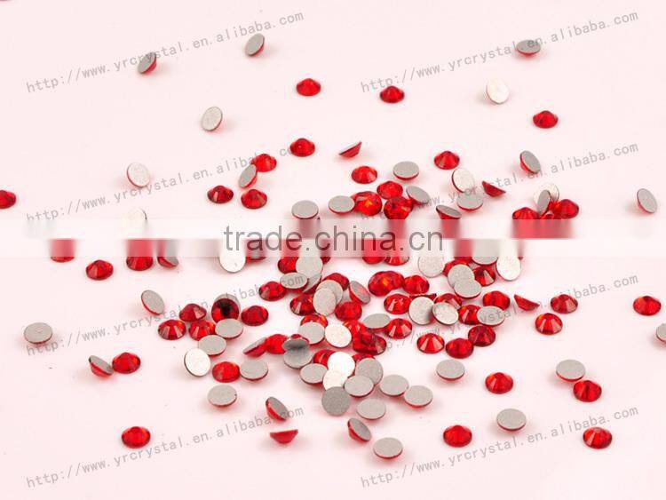 Round shape light siam color silver foiling rhinestone crystal flat back