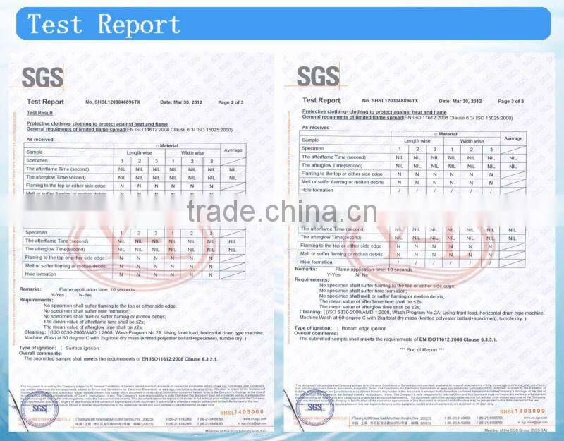 China yulong factory supply fiire resistant & anti-static & oil-water proof fabric for clothing