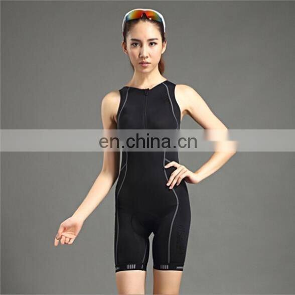 Black tight sleeveless summer triathlon cycling wear for lady