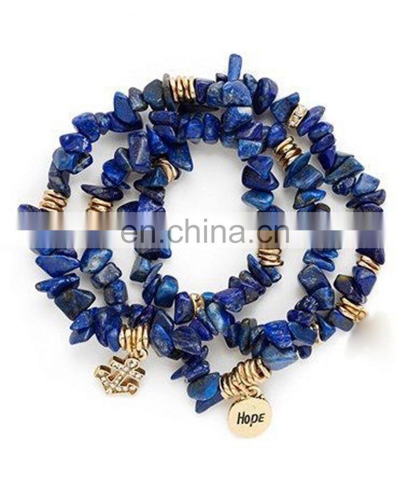 Sequin green agate chip stretch bracelet