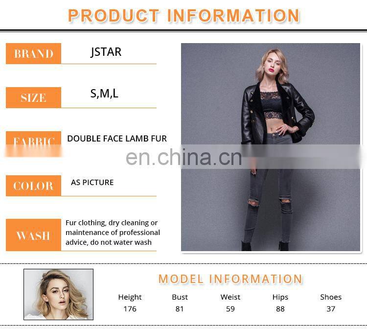 2017 Best New Design Lady Overcoat Women Lamb Leather Jacket