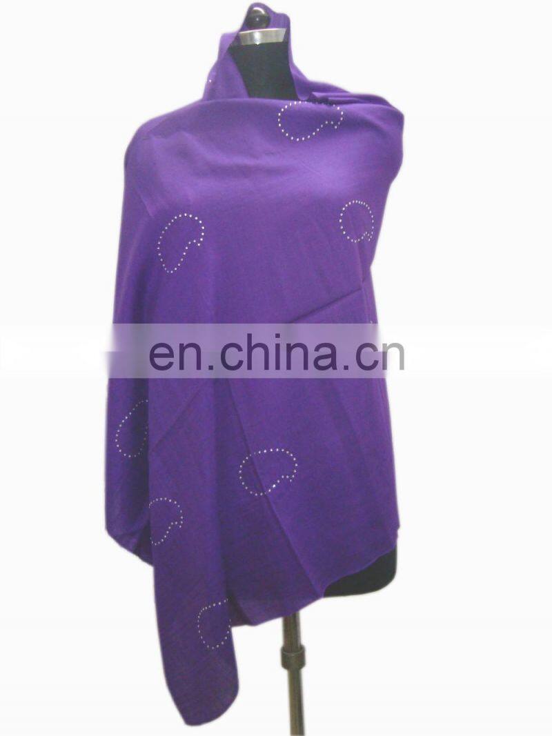 Silk Pashmina wool shawls With Swarvoski crystal