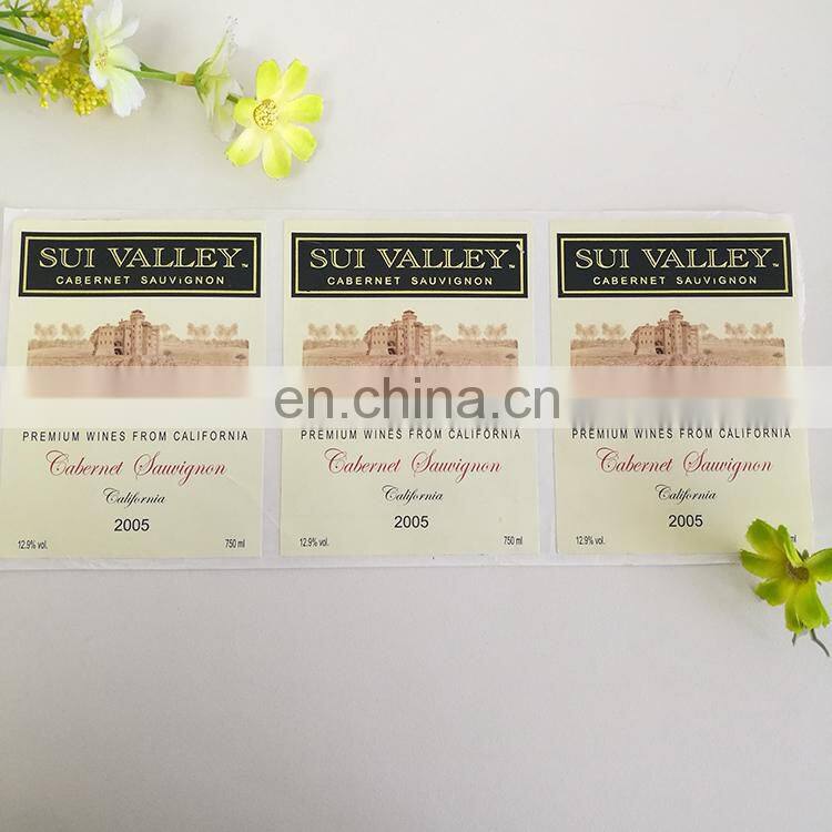Cheap adhesive label sticker custom premium wine sticker label printing