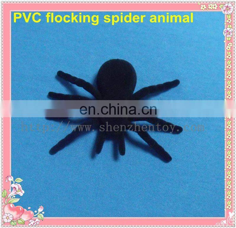 Black PVC flocking spider toy