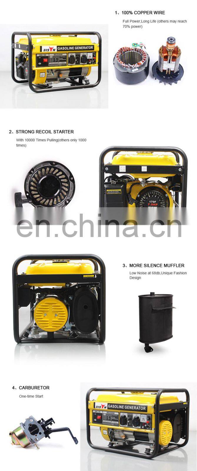 BISON Generator Home Use Portable Petrol Gasoline Generator from 2kw to 8kw